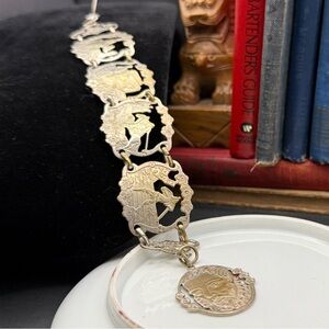 Vintage Spanish Don Quixote Storyteller Panel Bracelet.